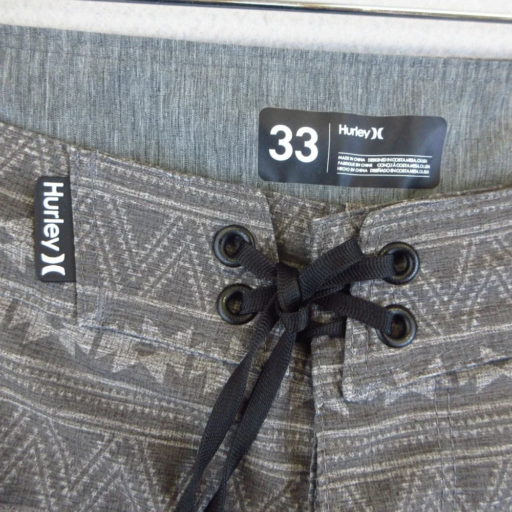 Hurley‎ Board Shorts Mens 33 Grey Phantom Aztec Geometric Stretch Surf Swim